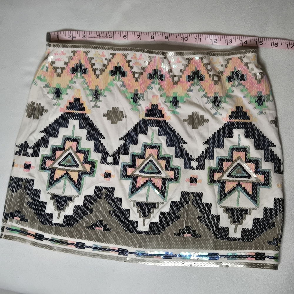 Express Sequin Aztec Pattern Mini Skirt - Multico… - image 8